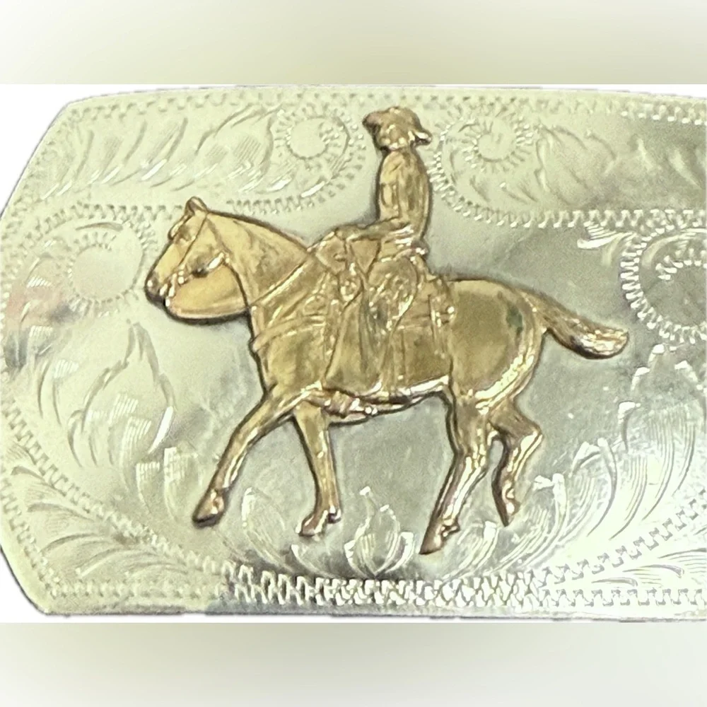 Vtg Irvine Jachens Belt Buckle German Silver Cowboy Cowgirl Rodeo Western